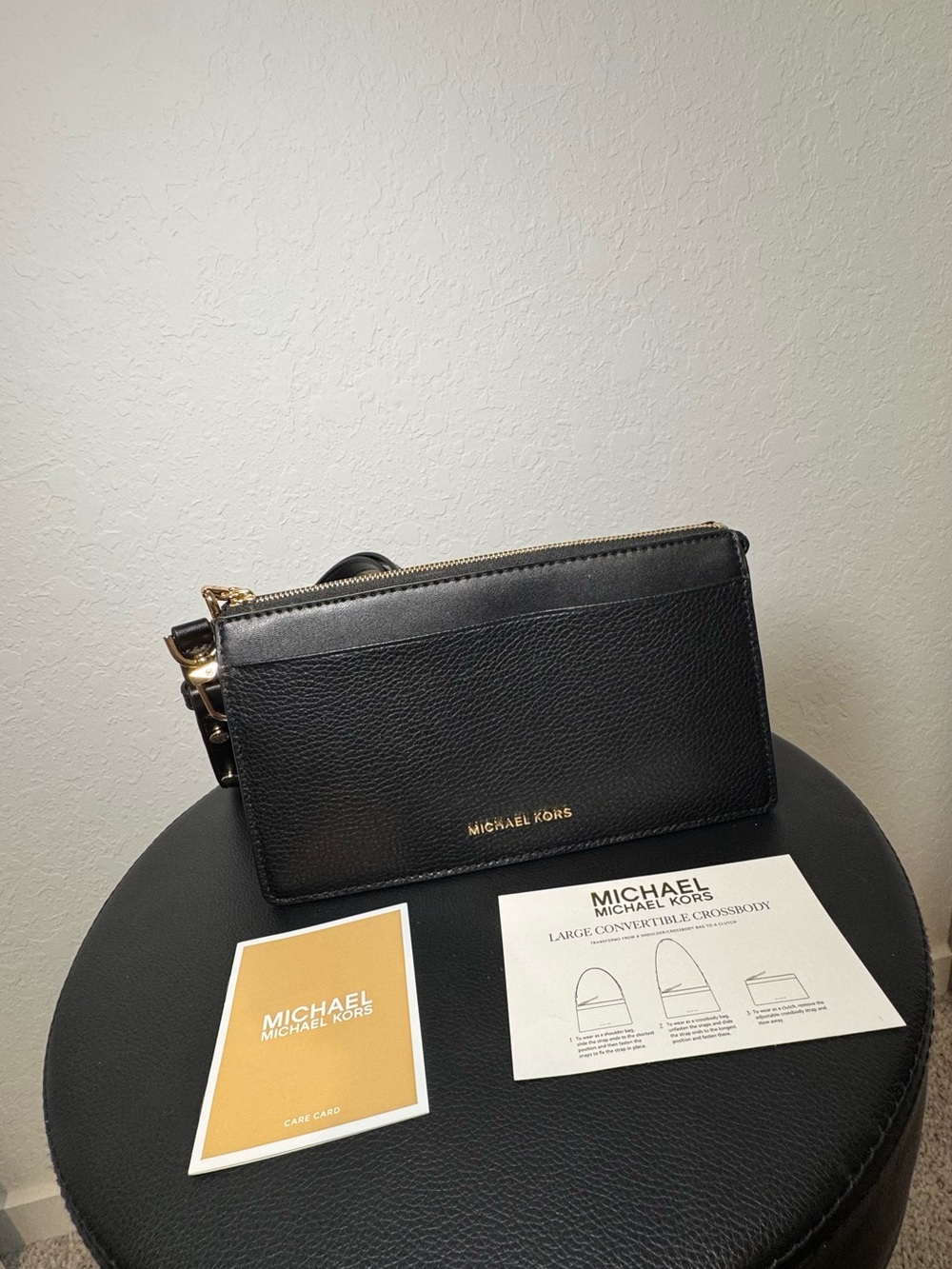 Michael Kors Black Leather Convertible Crossbody/ Shoulder Bag